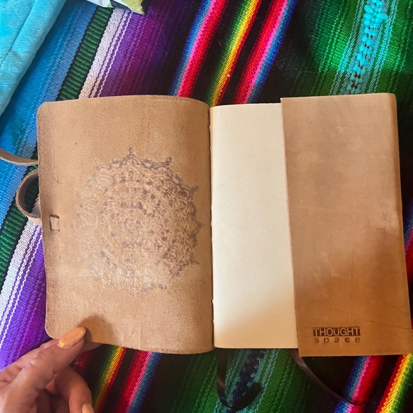 Leather wrap binder lined  journal 5” x 7” with mandala stamp - Picture 3 of 6